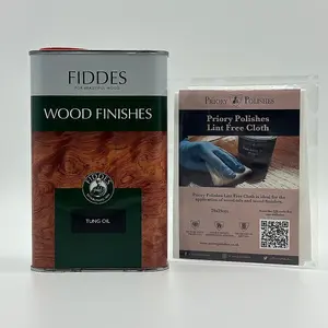 Fiddes Pure Tung Oil, 1 Litre & Free Priory Polishes Lint Free Cloth