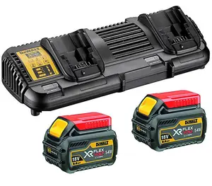 2 x Dewalt DCB546 18v / 54v XR Flexvolt 6.0ah Battery + DCB132 Dual Charger