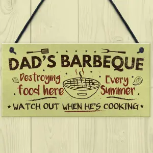 Red Ocean Dad's Barbeque Garden Shed Sign SummerHouse Hanging Plaque Fathers Day Gifts For Him