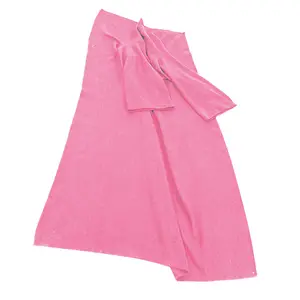 Pink Polyester Fleece Blanket with Oversized Sleeves - Machine Washable