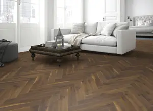 Lignum Fusion Twelve Premium Herringbone 12mm - Coffee Oak - Laminate Flooring - 1.92m² Pack