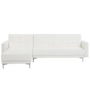 Corner Sofa ABERDEEN White Faux Leather Right Hand