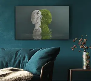 Stone And Plant Human Canvas Print Wall Art - Medium 20 x 32 Inches