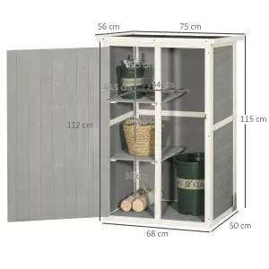 Outsunny Garden Shed Outdoor Tool Storage w/ 2 Shelve 75 x 56 x115cm Grey