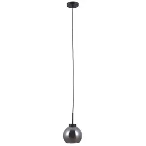 Luminosa Scandinavian Hanging Pendant Black Matt 1 Light  with Smoky Shade, E27