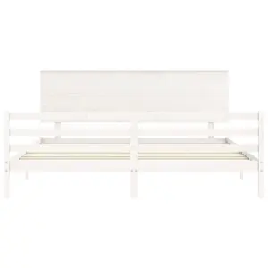 Berkfield Bed Frame with Headboard White 200x200 cm Solid Wood