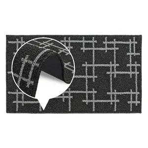 JVL Vector Machine Washable Latex Backed Doormat, 40x70cm, Black