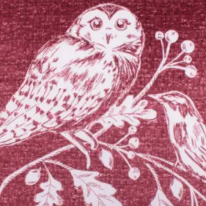 Woodland Owls Luxe Red Velvet Filled Cushion