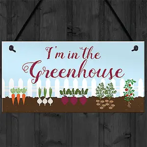 Red Ocean Im In The Greenhouse Sign Hanging Wall Door Plaque Garden Shed Summerhouse Sign Gift For Him Her Friendship Gift