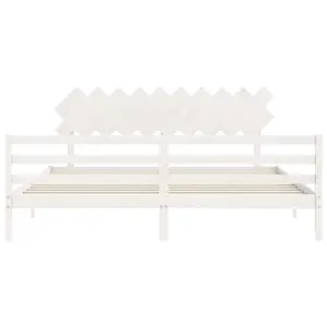 Berkfield Bed Frame with Headboard White 200x200 cm Solid Wood