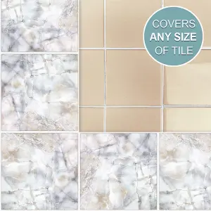 Stick and Go Self Adhesive Stick On Tiles Classic Marble 6" x 6" Box of 8 Apply over any tile, or directly on to the wall