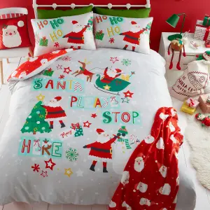 Santa Please Stop Here Glow in the Dark Duvet Cover Set