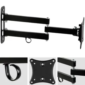 TV Bracket - for 10 - 24 inch screens, extendable, tilt, swivel TV wall mount - black