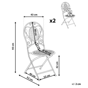 Set of 2 Garden Chairs BIVIO Metal Off-White