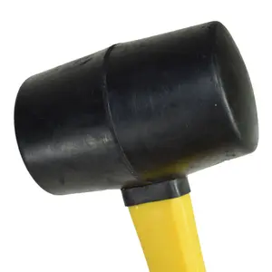 16oz Black Rubber Mallet Non marking Hammer With Fibreglass Handle Shaft