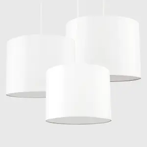 ValueLights Torbery 3 Pack Modern Cream Drum Pendant Ceiling Light Shades with Diffusers