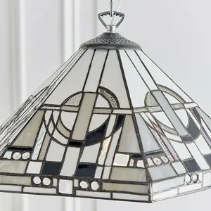 Tiffany Glass Hanging Ceiling Pendant Light Chrome Chain 1 Lamp Shade i00139