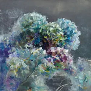 Abstract Hydrangea Dark by Danhui Nai - Painting Paper Print / 30cm H x 30cm W