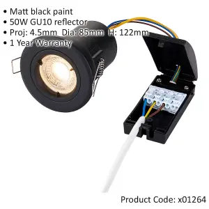 Fire Rated Recessed Ceiling Downlight - 50W GU10 - Fixed - Matt Black Light