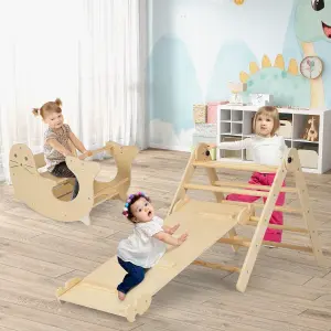 Costway Indoor Kids Climbing Toys Foldable Wooden Climber w/ Ramp Montessori Climbing Set for Children 3-14