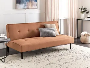 Beliani Retro Sofa Bed VISBY Golden Brown