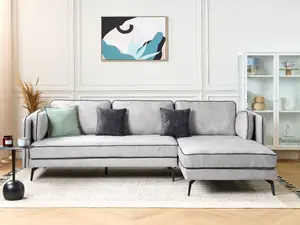 Corner Sofa ALTAN Light Grey Velvet Left Hand