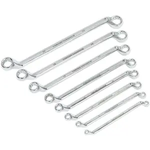 8-Piece Double Ended Offset Ring Spanner Set - 12 Point Metric Wrench Kit