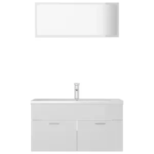 Berkfield Bathroom Furniture Set High Gloss White Engineered Wood