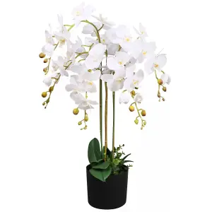 85cm Artificial Deluxe Bush Orchid - White