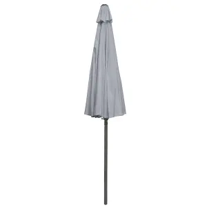 SunDaze 2.7M Grey Garden Fiberglass Rib Parasol with Crank Tilt Mechanism Outdoor Patio Umbrella