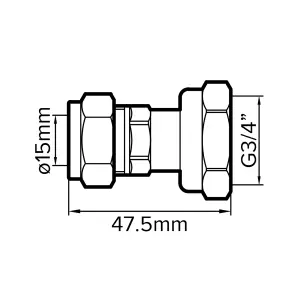 Plumbsure Tap connector BQ28618331 1 Compression Straight (L)47.8mm 15mm