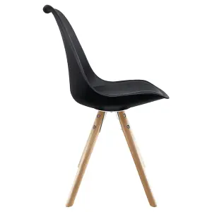 Soho Black Plastic Dining Chair with Pyramid Light Wood Legs