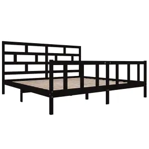 Berkfield Bed Frame Black Solid Wood Pine 200x200 cm