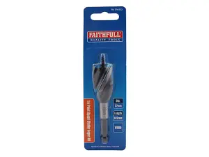 Faithfull 22mm Stubby Tri-Point Speed Auger Bit for Fast Wood Drilling