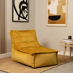 icon Dolce Lounger Bean Bag Ochre Yellow Velvet Bean Bag Chair