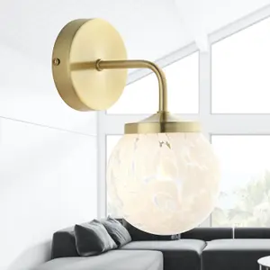 First Choice Lighting Magda Confetti Glass with Satin Gold Wall Lamp