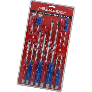 Screwdriver Set 12 Piece Mechanics Garage Tool Hex (Neilsen CT1505)