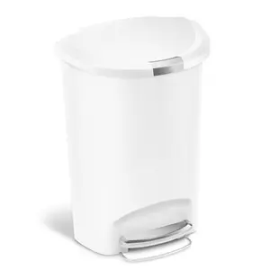 Simplehuman 50L Plastic Semi-Round Pedal Bin White