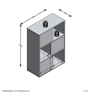 FMD Free-standing Shelf Unit with 3 Open Compartments 68.5x33x99 cm Anthracite