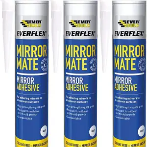 Everbuild Everflex Mirror Mate Mirror Adhesive, White, 290 ml (Pack of 3)