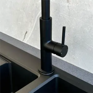 Liquida W24MB S shape Swan Neck 360 Degree Swivel Matt Black Kitchen Tap