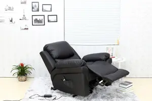 Madison Single Motor Electric Riser Rise Recliner Bonded Leather Armchair Electric Lift Chair (Black)