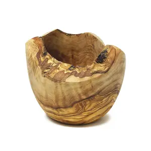 Olive Wood Natural Grained Rustic Kitchen Dining Pestle & Mortar Set 14cm