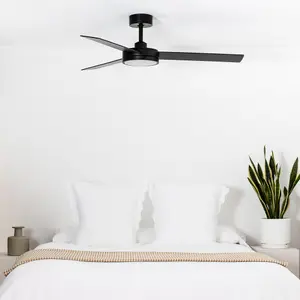 Luminosa Barth Black 3 Blade Ceiling Fan with LED Light