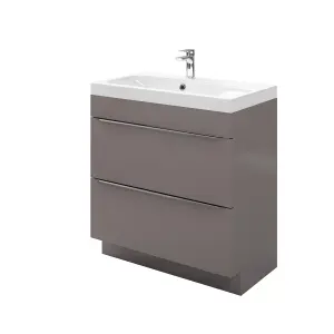 GoodHome Imandra Gloss Anthracite Wall-mounted Vanity unit & basin set (W)804mm (H)944mm