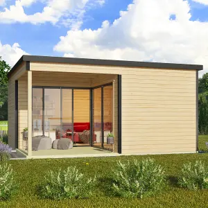 Lasita Domeo 6 V2 with Veranda Garden Office - 5m x 5m - Modern Summer House Double Glazed