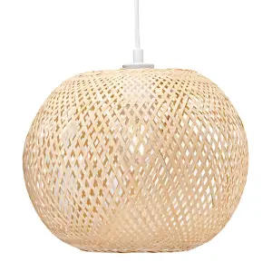 Eco Friendly Modern Spherical Cage Design Bamboo Strapping Pendant Lamp Shade