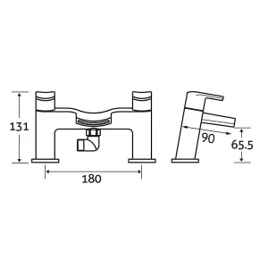 Medan Polished Chrome Deck-mounted Bath Shower Mixer Tap with Handset