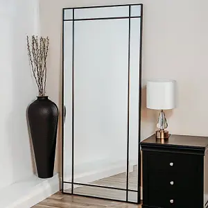 Art Deco Black Framed Mirror 180cm x 80cm