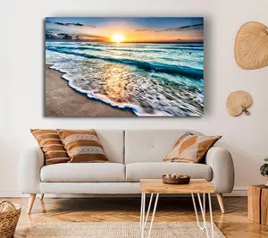 Sunset Ocean Movement Canvas Print Wall Art - Medium 20 x 32 Inches